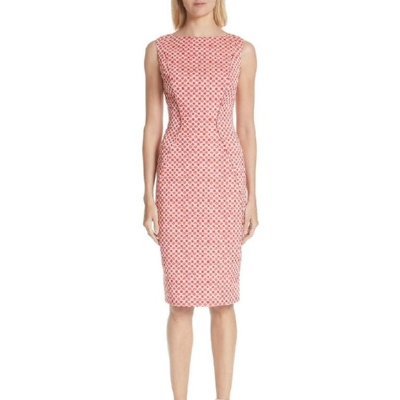 Lela Rose Polka Dot Stretch Jacquard Sheath Dress - Picture 1 of 8